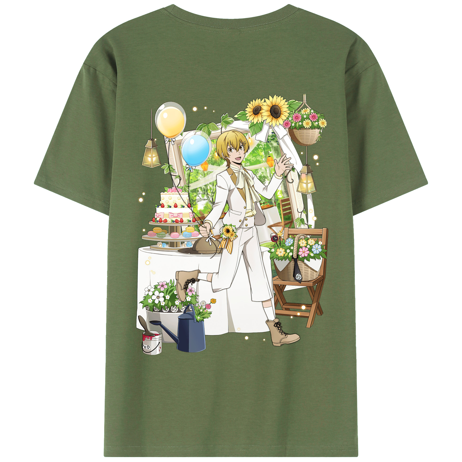 （画像用） 文豪ストレイドッグス Bungo Stray Dogs 綿100％ メンズ半袖Tシャツ（バックプリント） 通気性